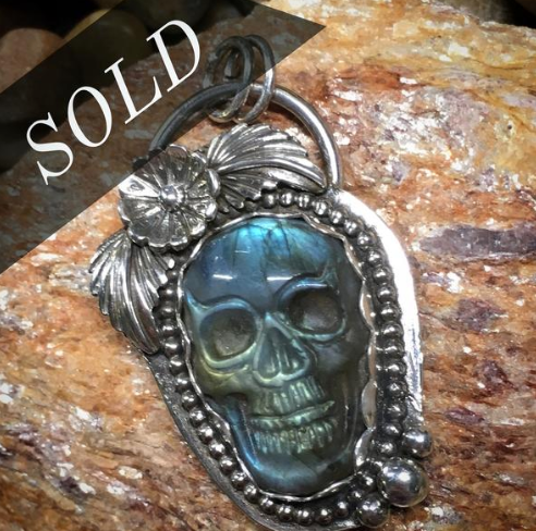 Honor - Labradorite & Sterling Silver Skull Necklace