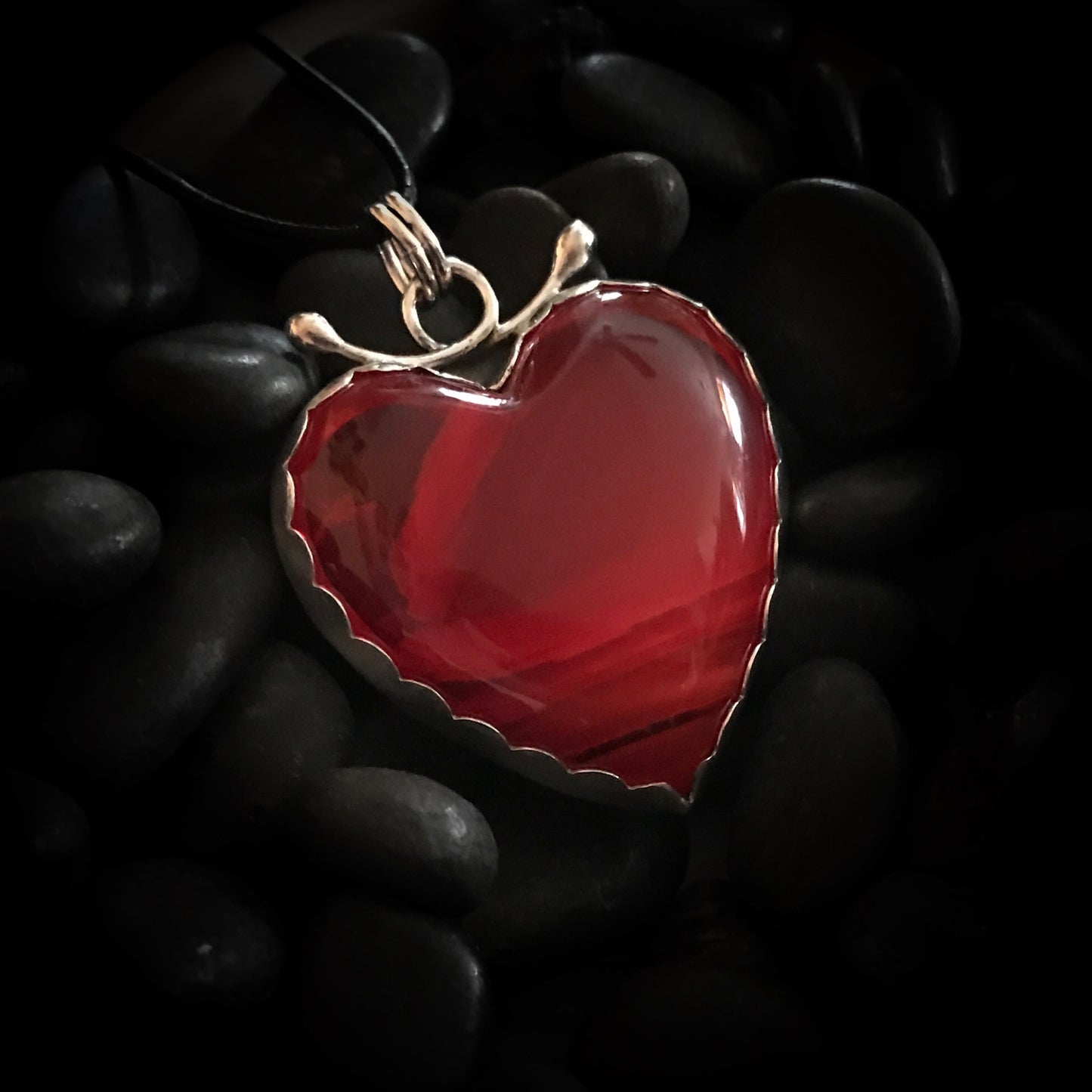 AMI PENDANT Part of my "DRhew in Love" Collection, this pendant is made of a Red Slag Glass heart set in Argentium sterling silver.