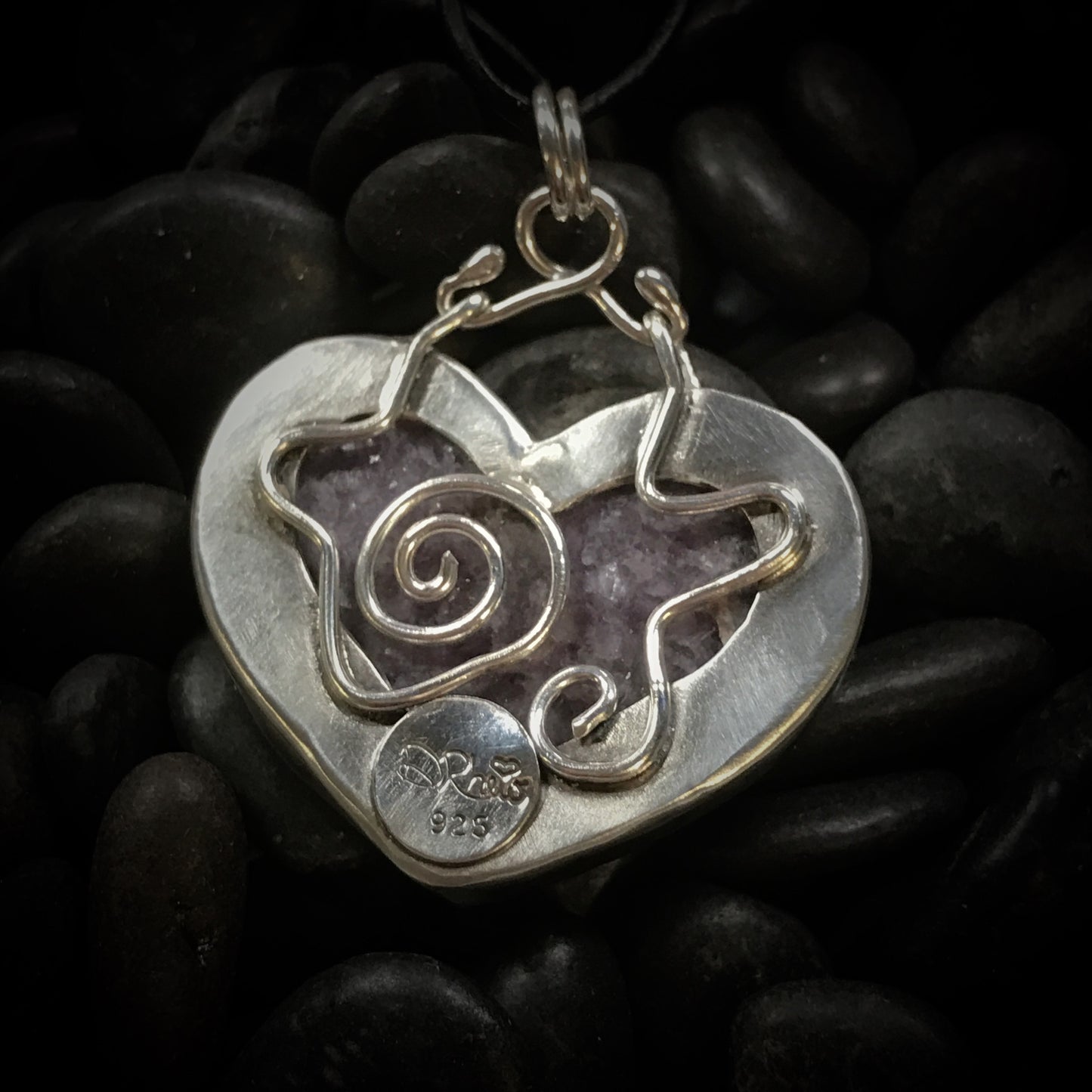 LILIA PENDANT Part of my "DRhew in Love" Collection, this pendant is made of a Lepidolite heart set in Argentium sterling silver.