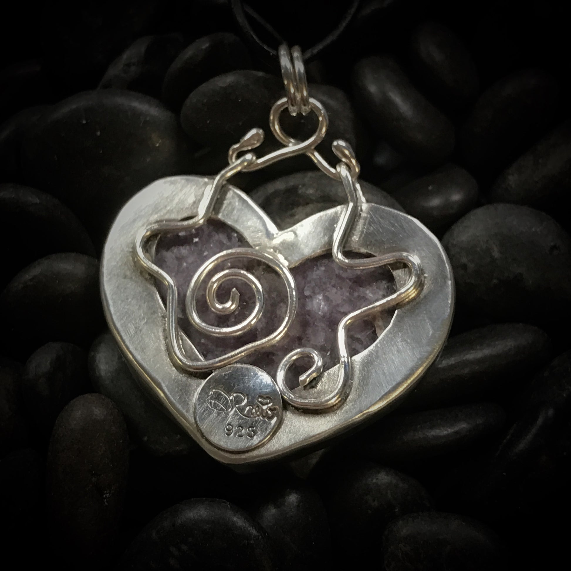 LILIA PENDANT  Part of my "DRhew in Love" Collection, this pendant is made of a Lepidolite heart set in Argentium sterling silver.