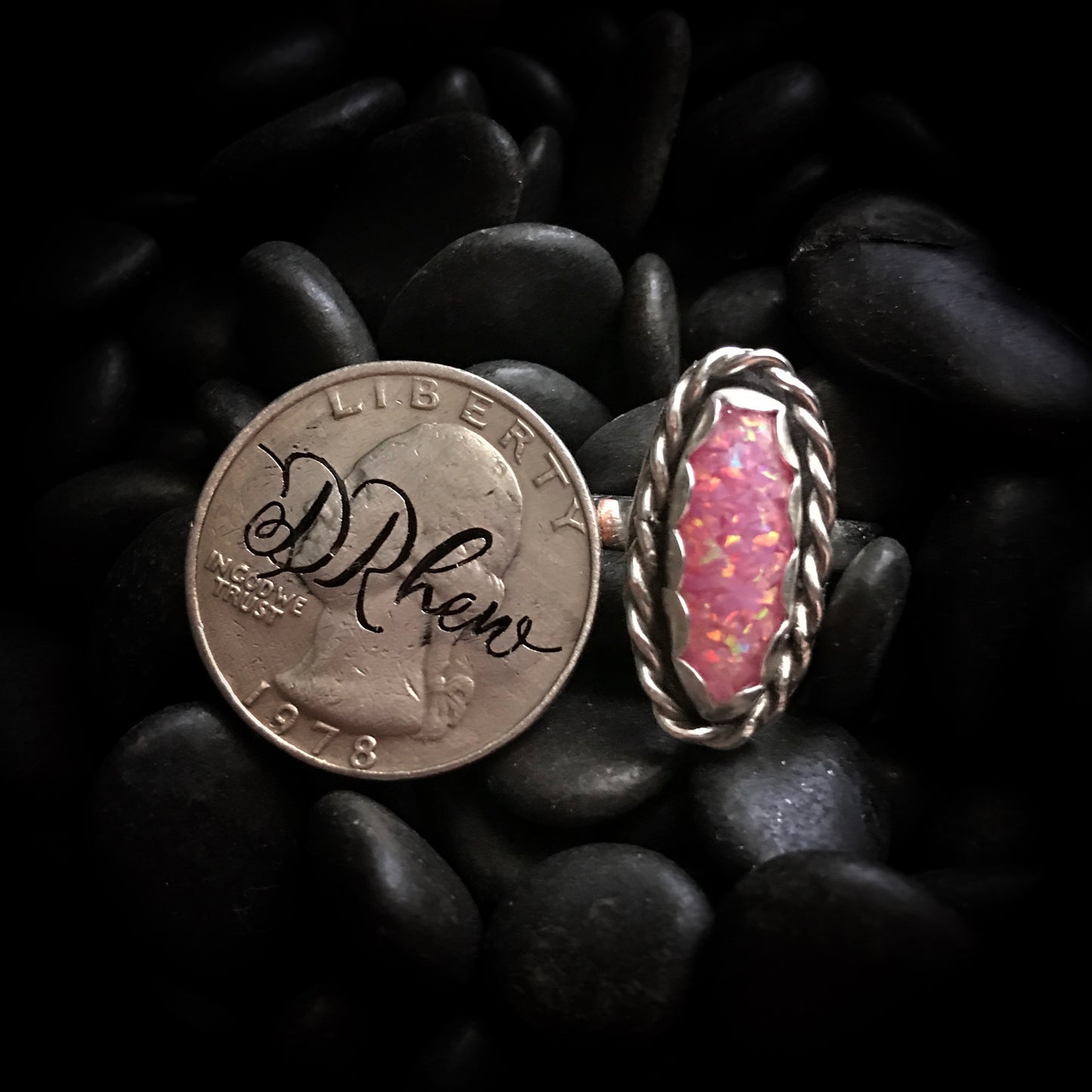 Cera - Synthetic Pink Opal Ring