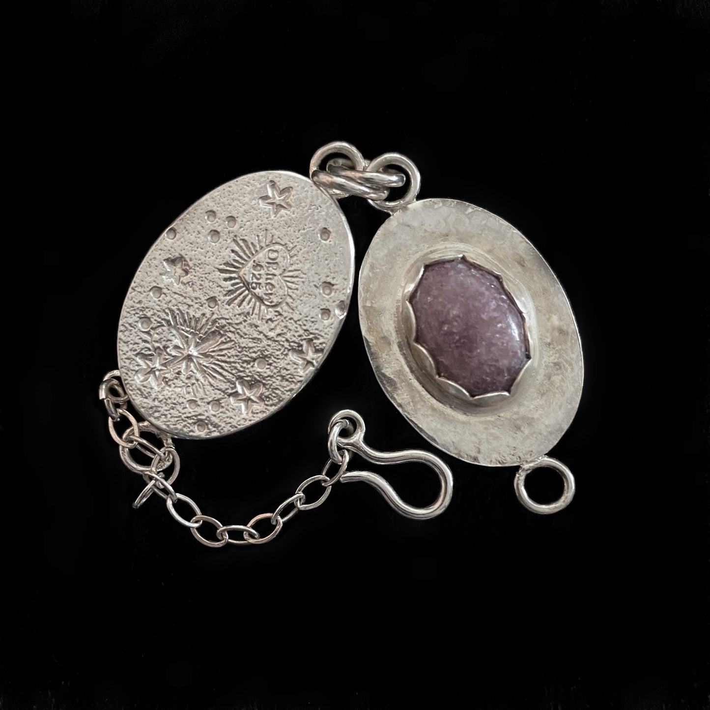 "Dionysus" Charoite & Sterling Silver Locket Necklace