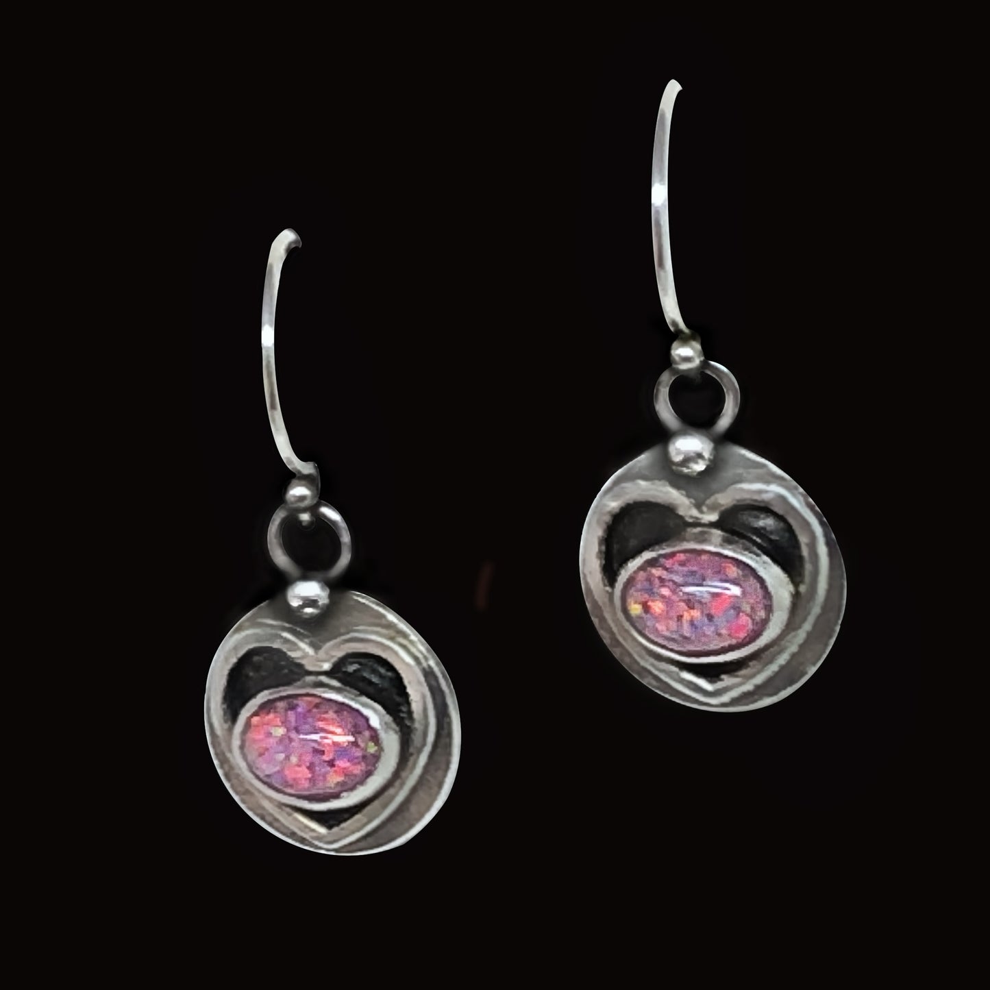 Synthetic Opal & Reclaimed Sterling Silver Earrings