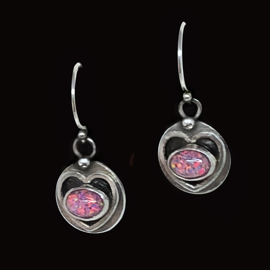 Synthetic Opal & Reclaimed Sterling Silver Earrings