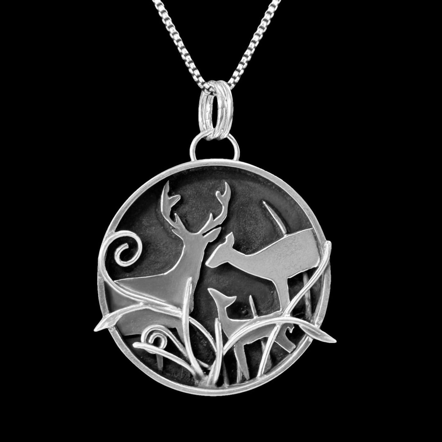 Fawn - Deer Family Sterling Silver Necklace