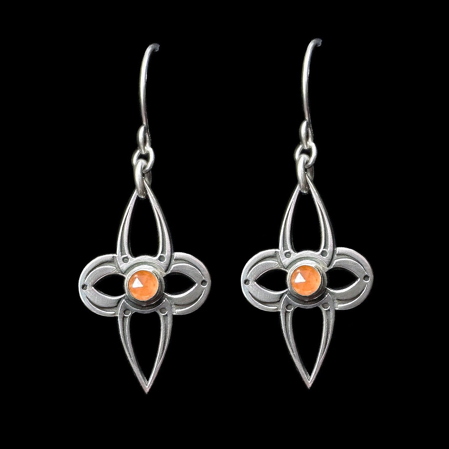 Peach Moonstone & Sterling Silver Earrings