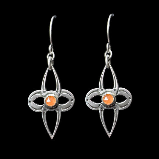 Peach Moonstone & Sterling Silver Earrings