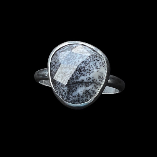 "Pepper" Dendritic Agate and Sterling Silver Ring