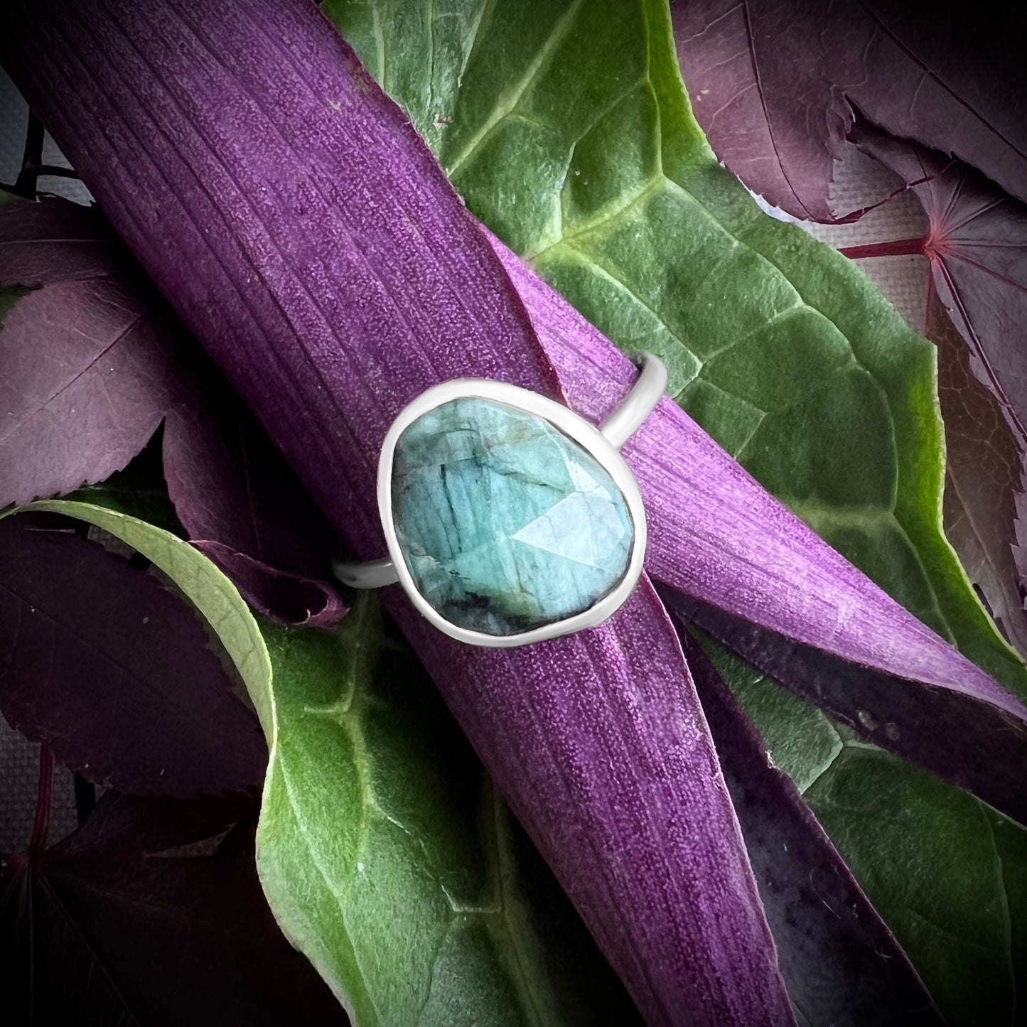 "Erin" Emerald and Sterling Silver Ring