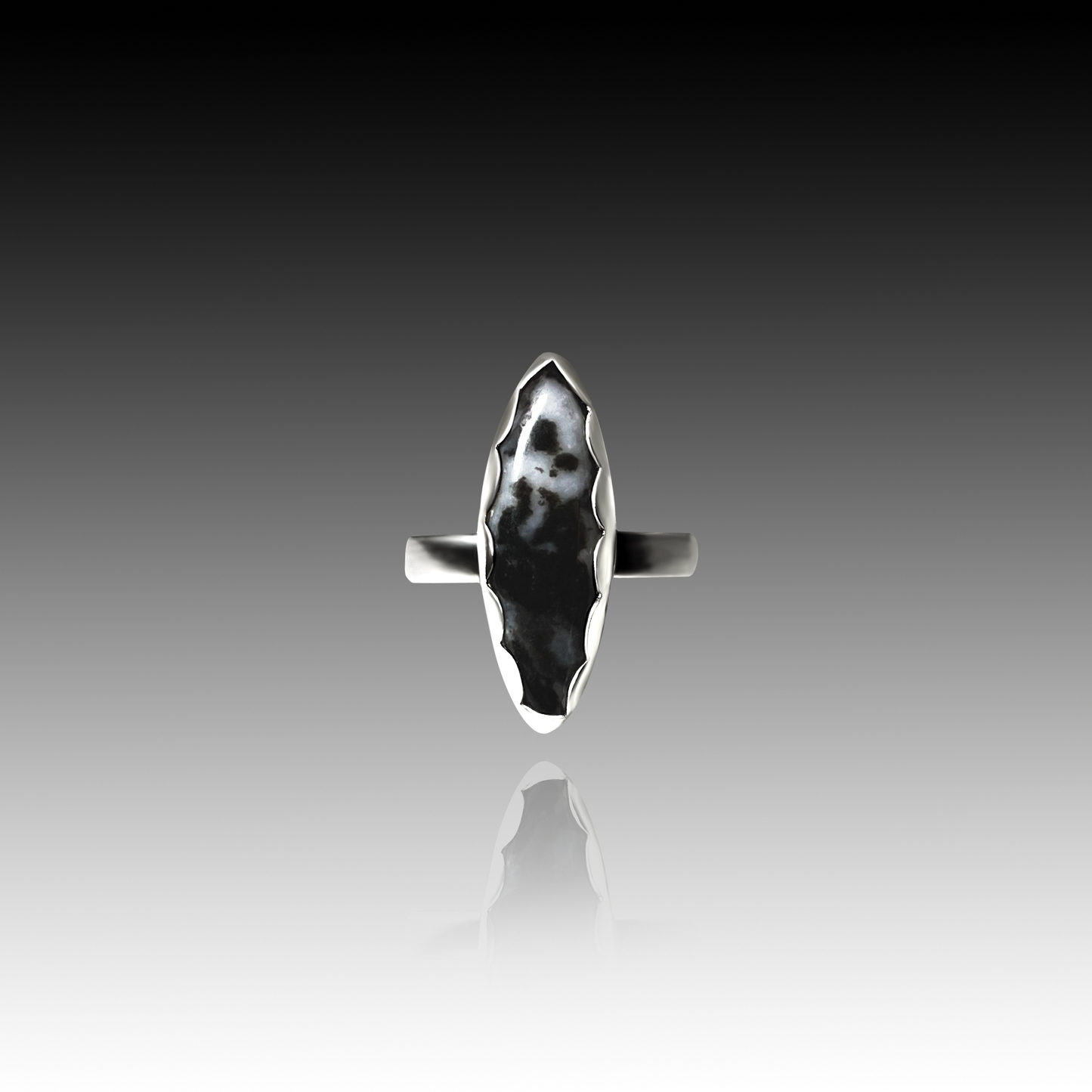 Perdita - Handmade Snowflake Obsidian and Sterling Silver Ring