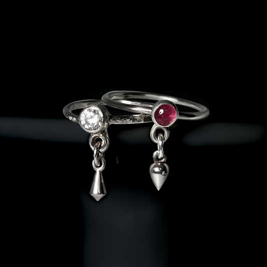 "Dangle" Stone and Sterling Silver Ring