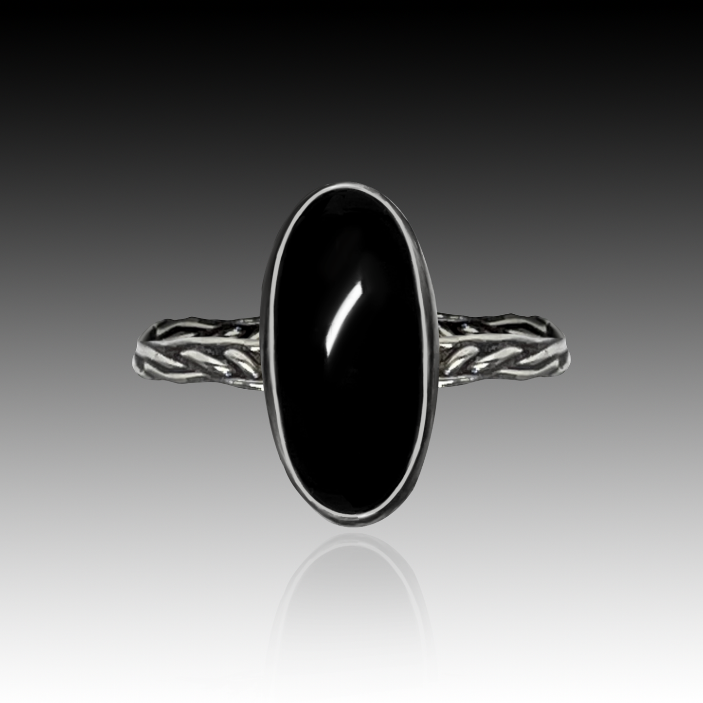 "Nisha" Handmade Onyx and Sterling Silver Ring