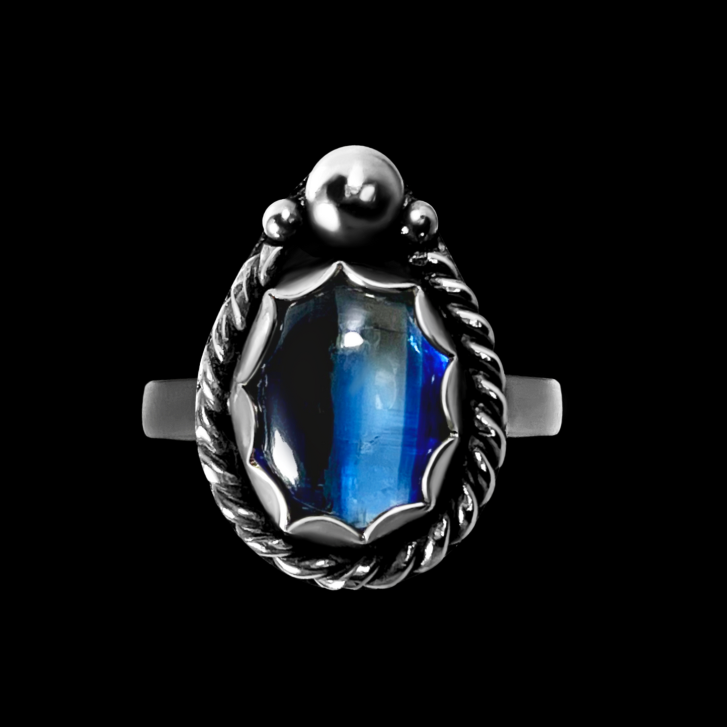 "Pthalo" Handmade Kyanite and Sterling Silver Ring