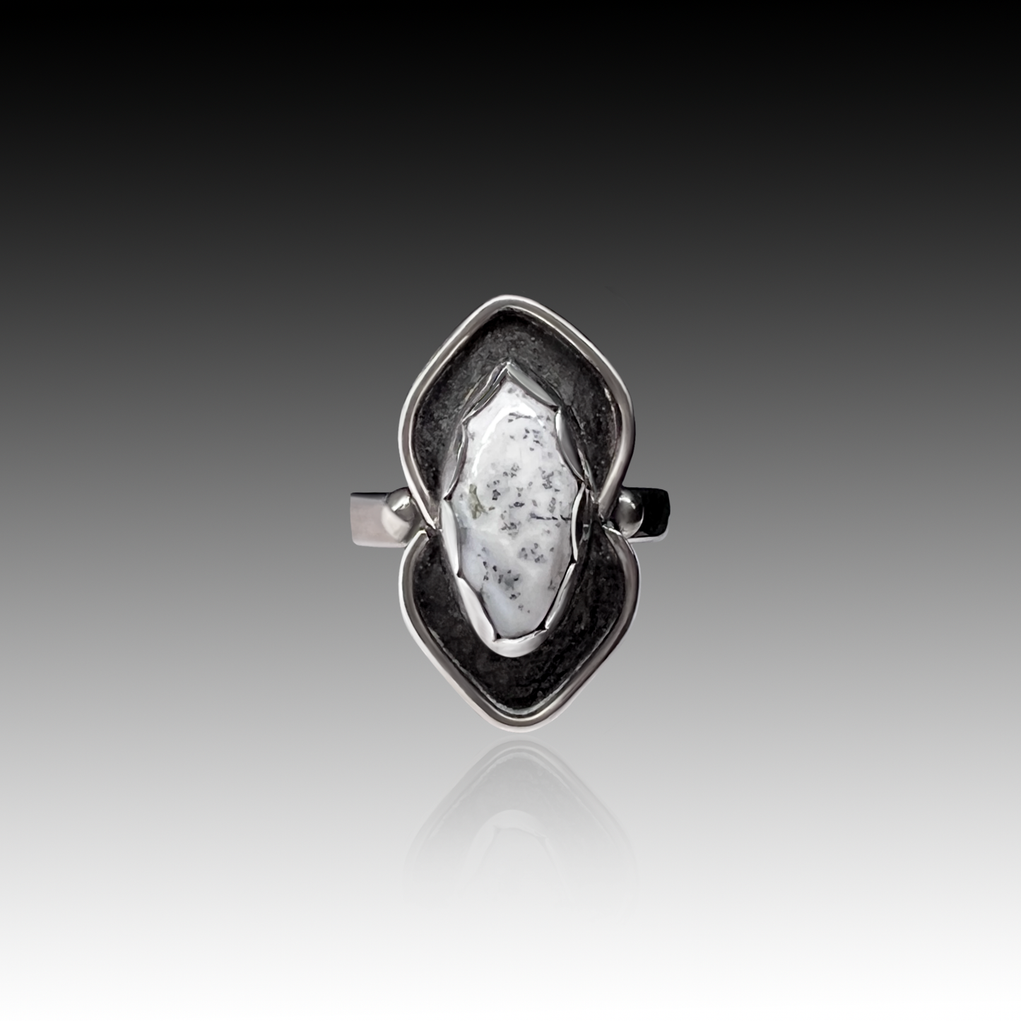 "Choose" - Dendritic Agate and Sterling Silver Ring