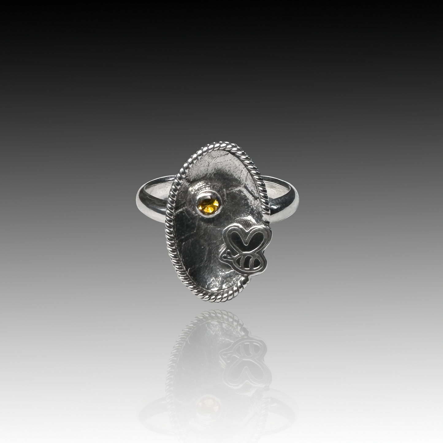 "Shana" Honeycomb and Bee Citrine and Sterling Silver Ring