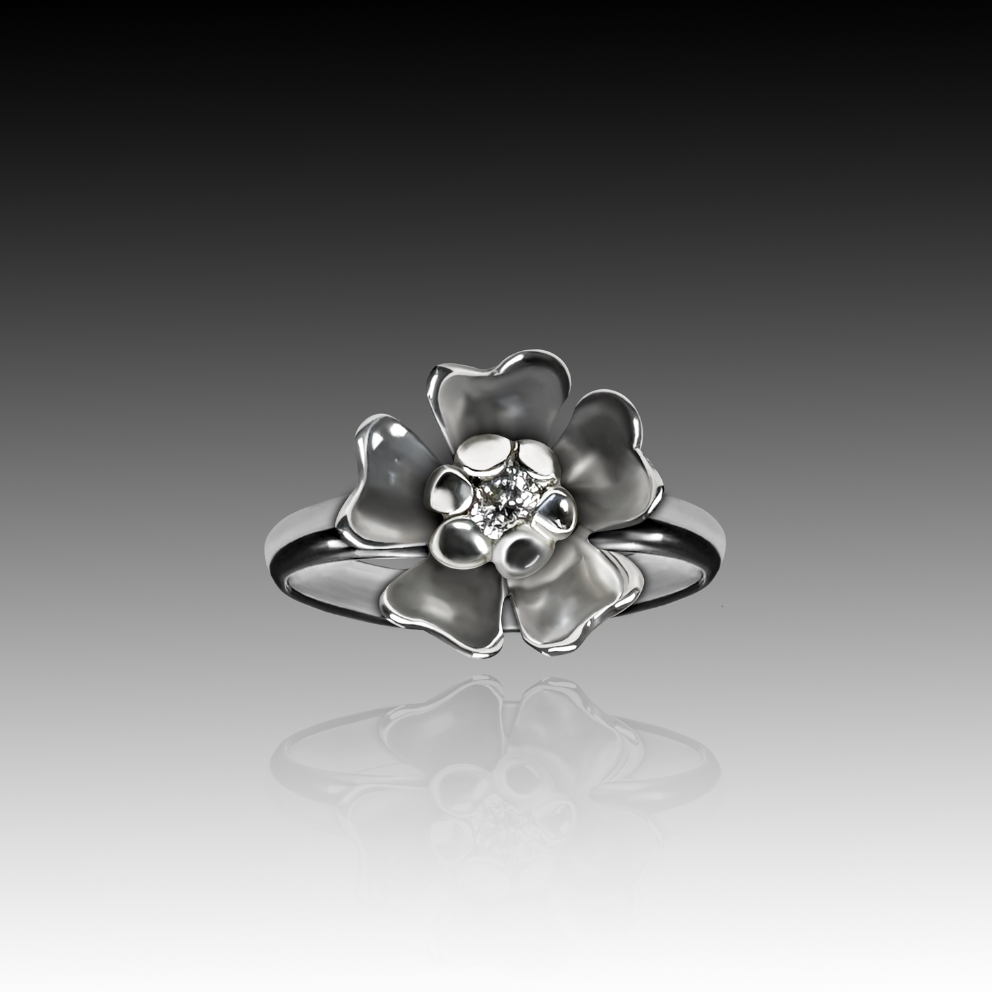 "Sabine" Bead-Set Cubic Zirconia and Sterling Silver Ring