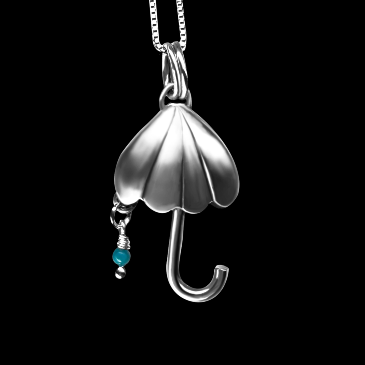 "Naya" Turquoise & Sterling Silver Umbrella Necklace