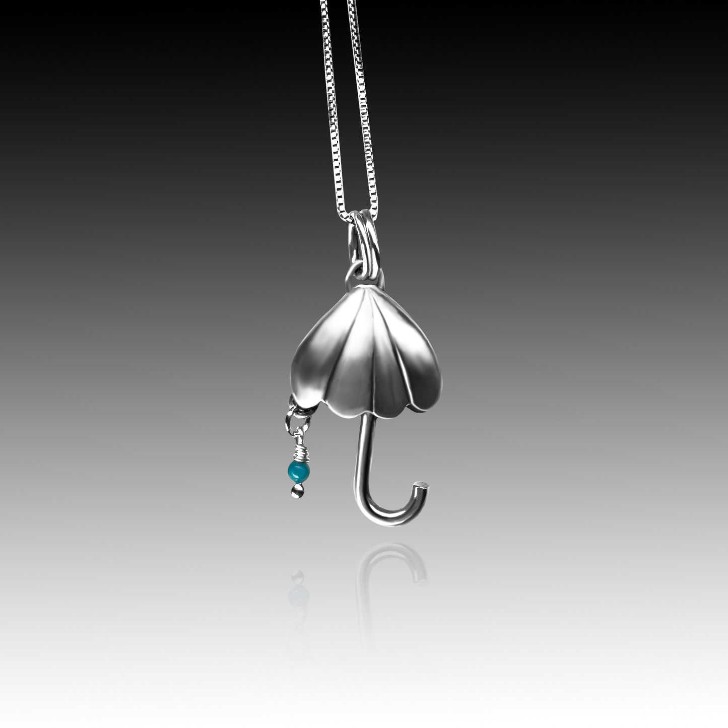 "Naya" Turquoise & Sterling Silver Umbrella Necklace