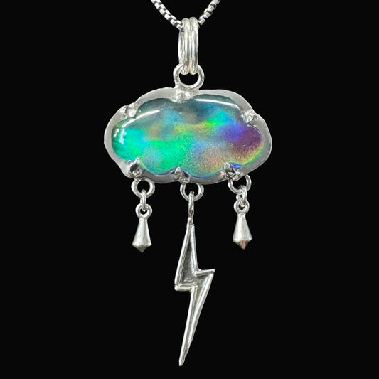 "Raiden" Aurora Opal & Sterling Silver Necklace