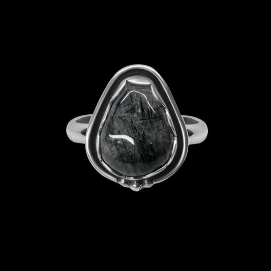 "Ike" Tourmalinated Quartz and Sterling Silver Ring