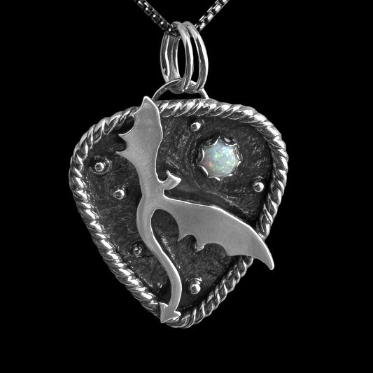 Laena - Lab Opal Dragon Sterling Silver Necklace