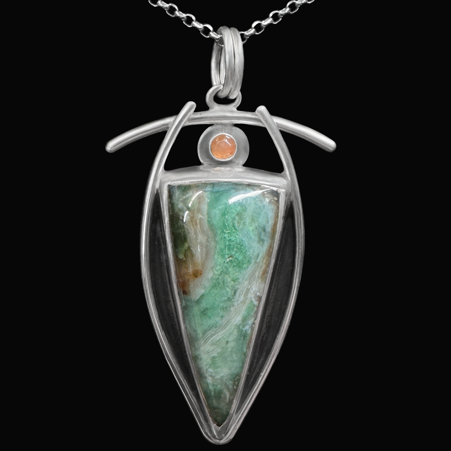 "Gemi" Gem Silica and Peach Moonstone & Sterling Silver Necklace