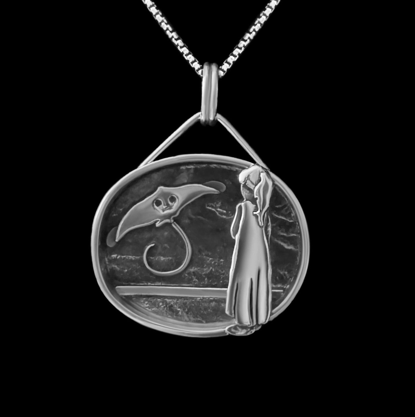 "Syretia" Sterling Silver Girl & Stingray Necklace