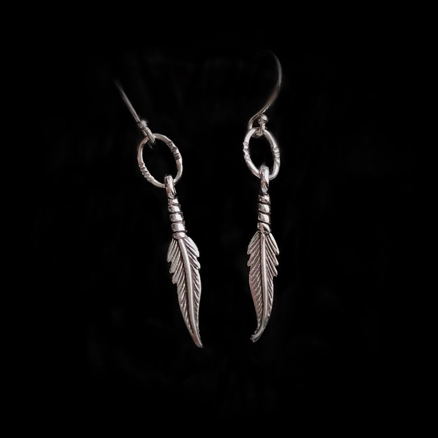 Reclaimed Sterling Silver Feather Earrings