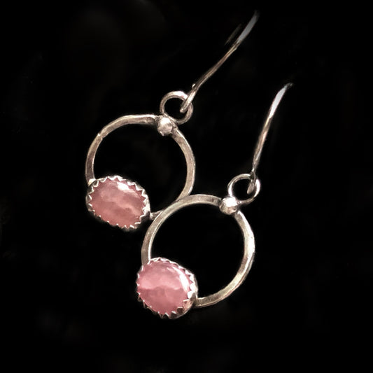 Rose Quartz & Reclaimed Sterling Silver Earrings