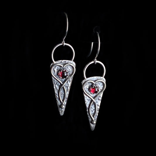 Garnet & Sterling Silver  Earrings