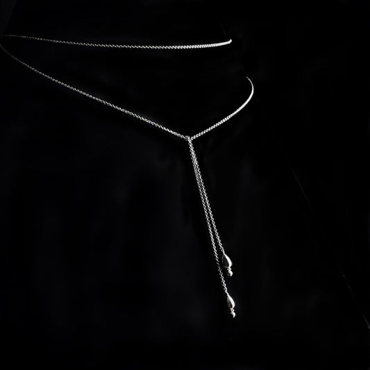 Drip Drop - Minimalist Sterling Silver Lariat Necklace