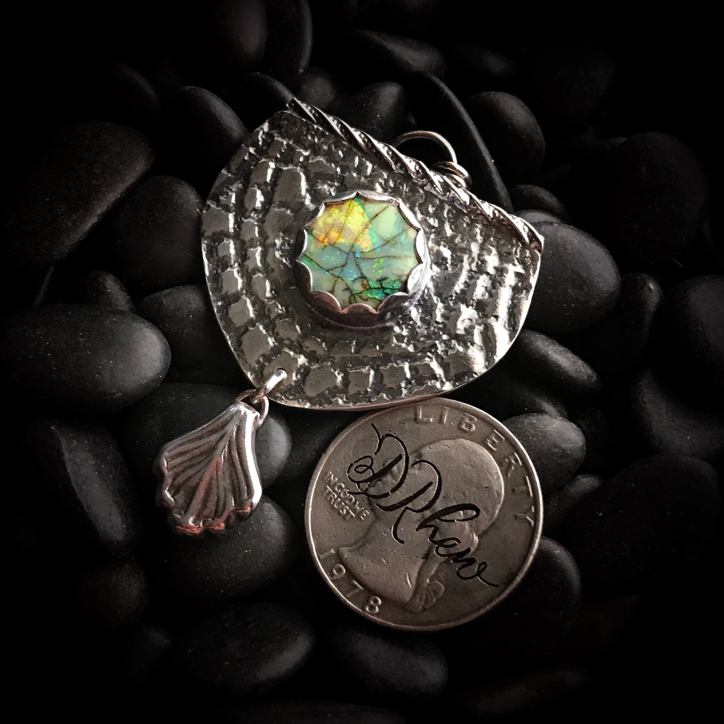 Grimoire - Lab Opal & Sterling Silver Necklace
