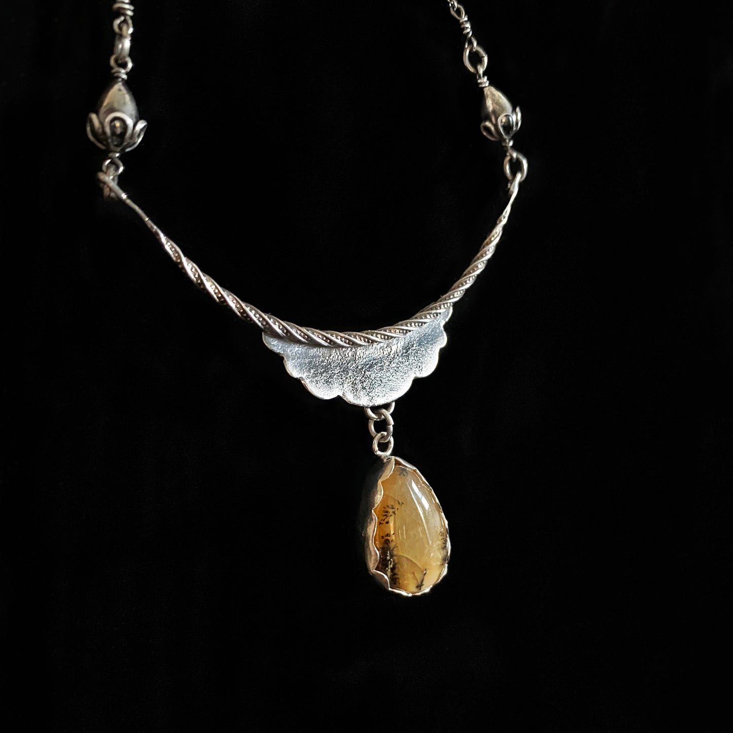 Elsa - Moss Agate and Sterling Silver Necklace