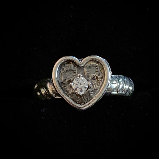 Heavy - Cubic Zirconia & Sterling Silver Heart Ring