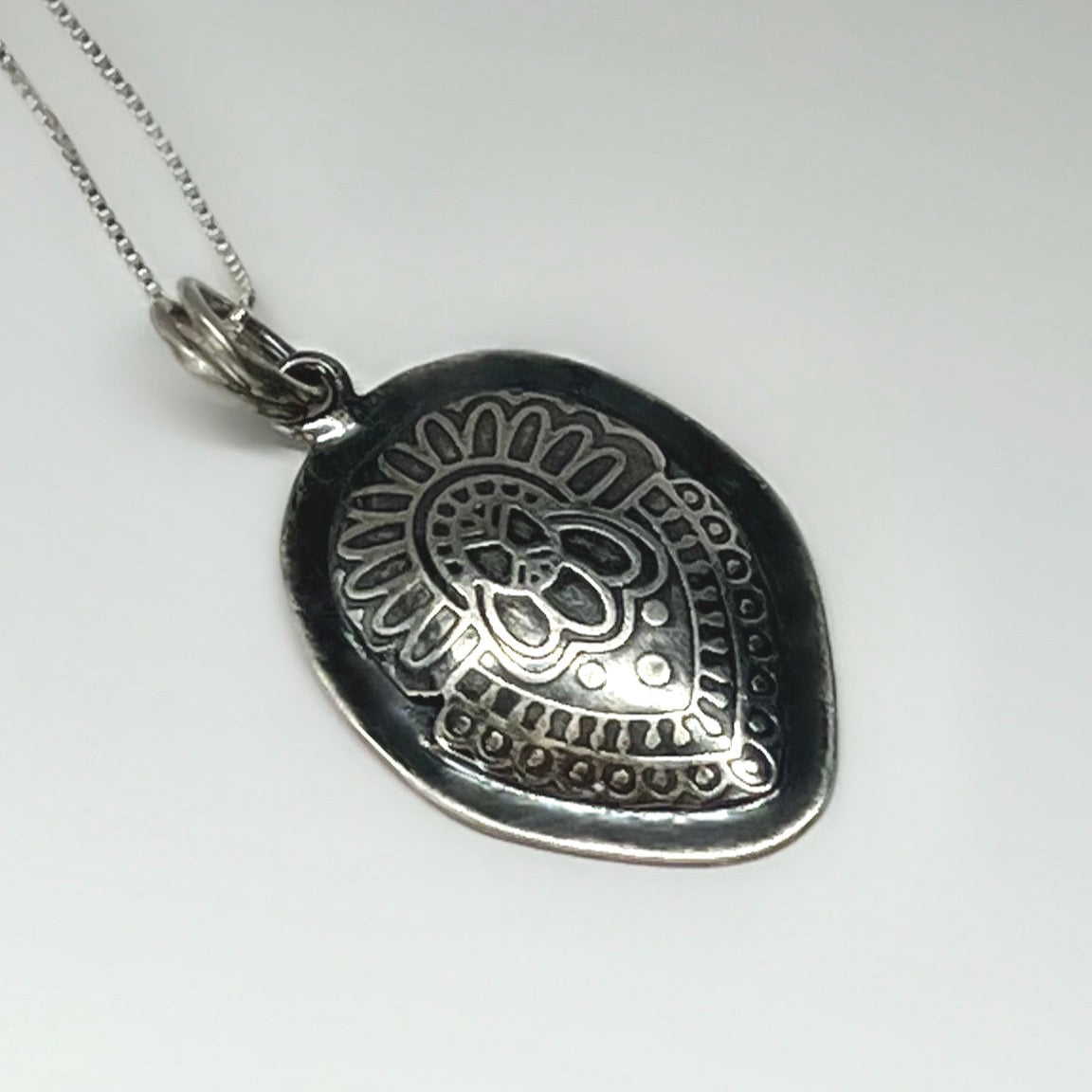 Embossed Hollow Sterling Silver Necklace