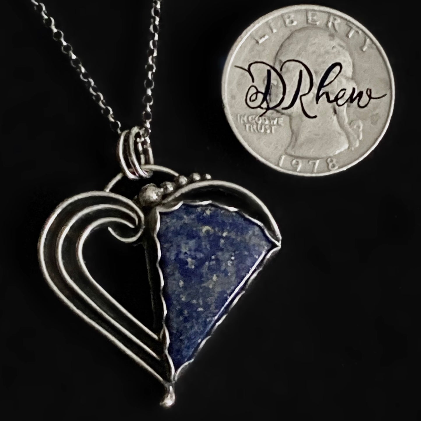 Oki - Lapis Lazuli & Sterling Silver Heart Necklace
