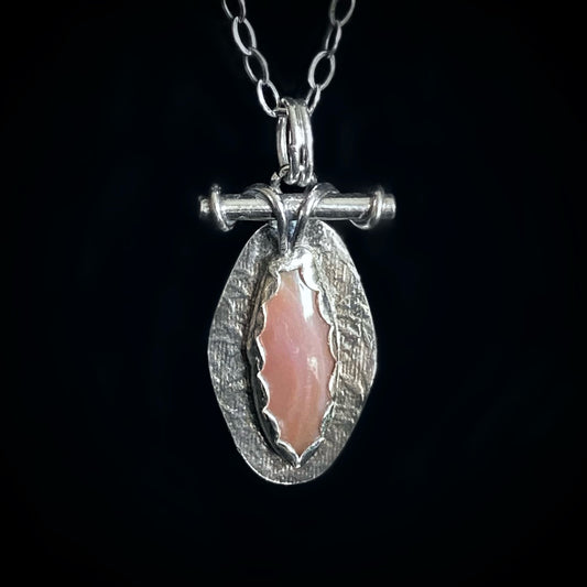 Xandra - Peach Moonstone & Sterling Silver Necklace