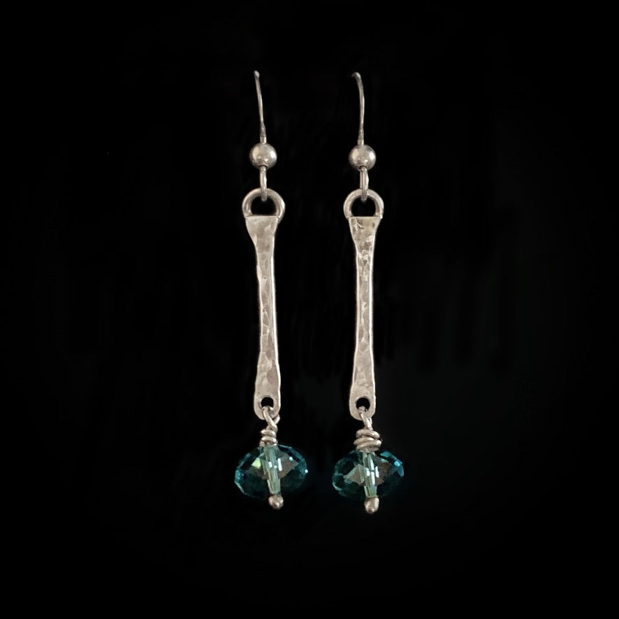 Handmade Swarovski Crystal & Reclaimed Sterling Silver Earrings