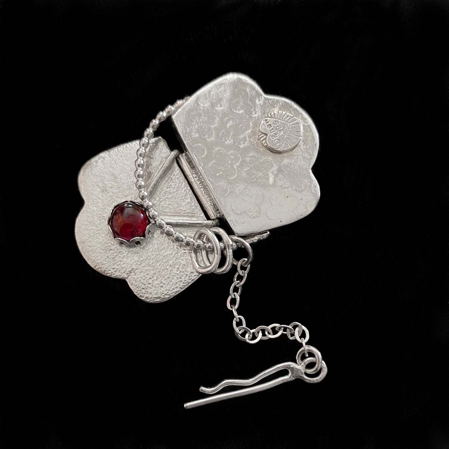 Hestia - Garnet & Sterling Silver Locket Necklace