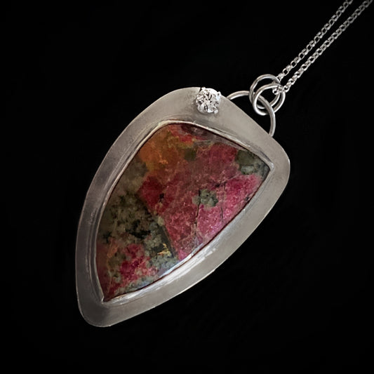 Tora - Handmade Eudialyte & Cubic Zirconia Sterling Silver Necklace