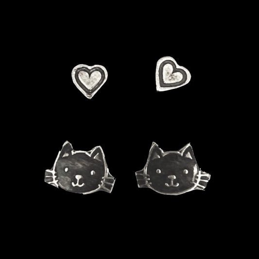 Double Sterling Silver Stud Earrings