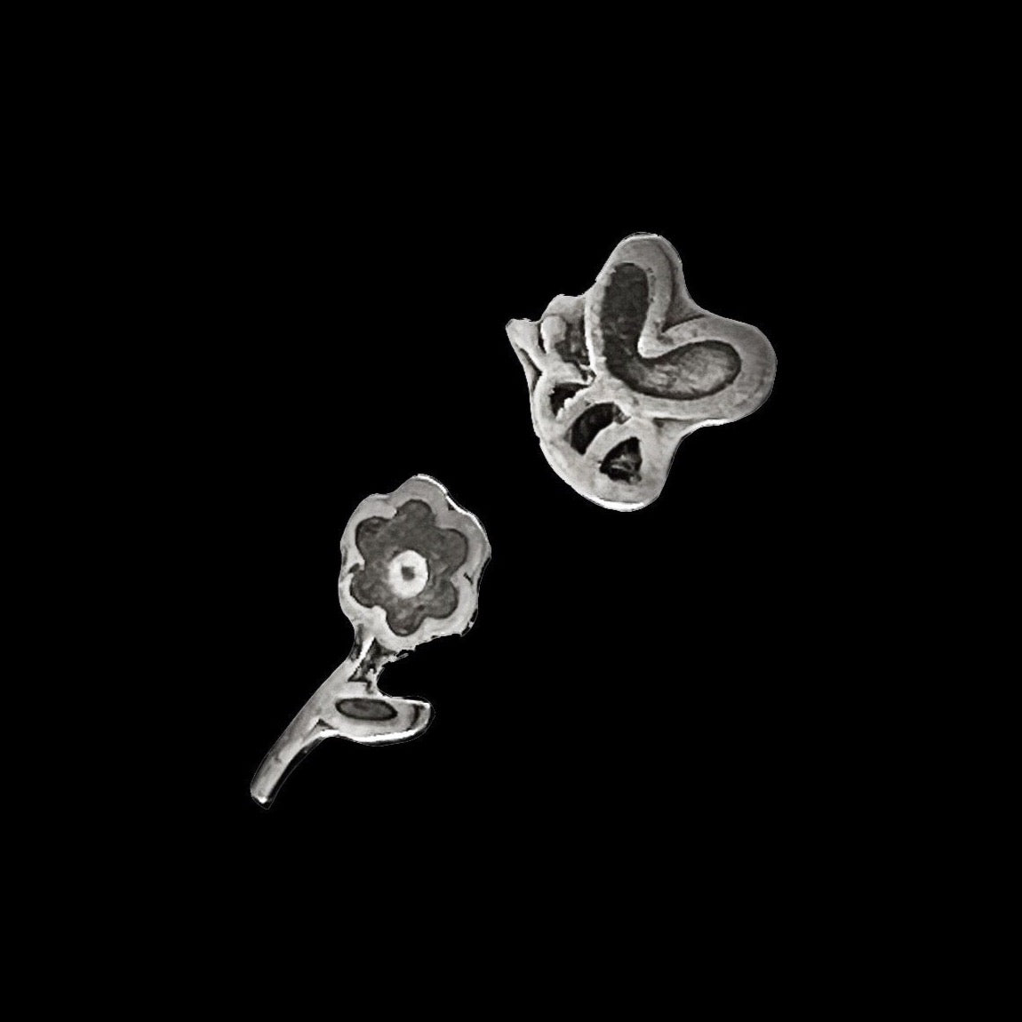 Sterling Silver Bee & Flower Earrings