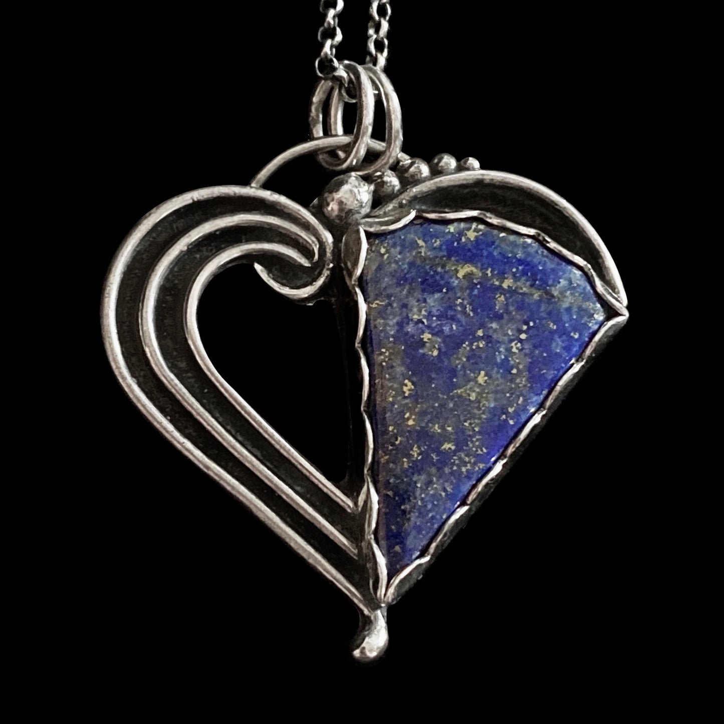 Oki - Lapis Lazuli & Sterling Silver Heart Necklace