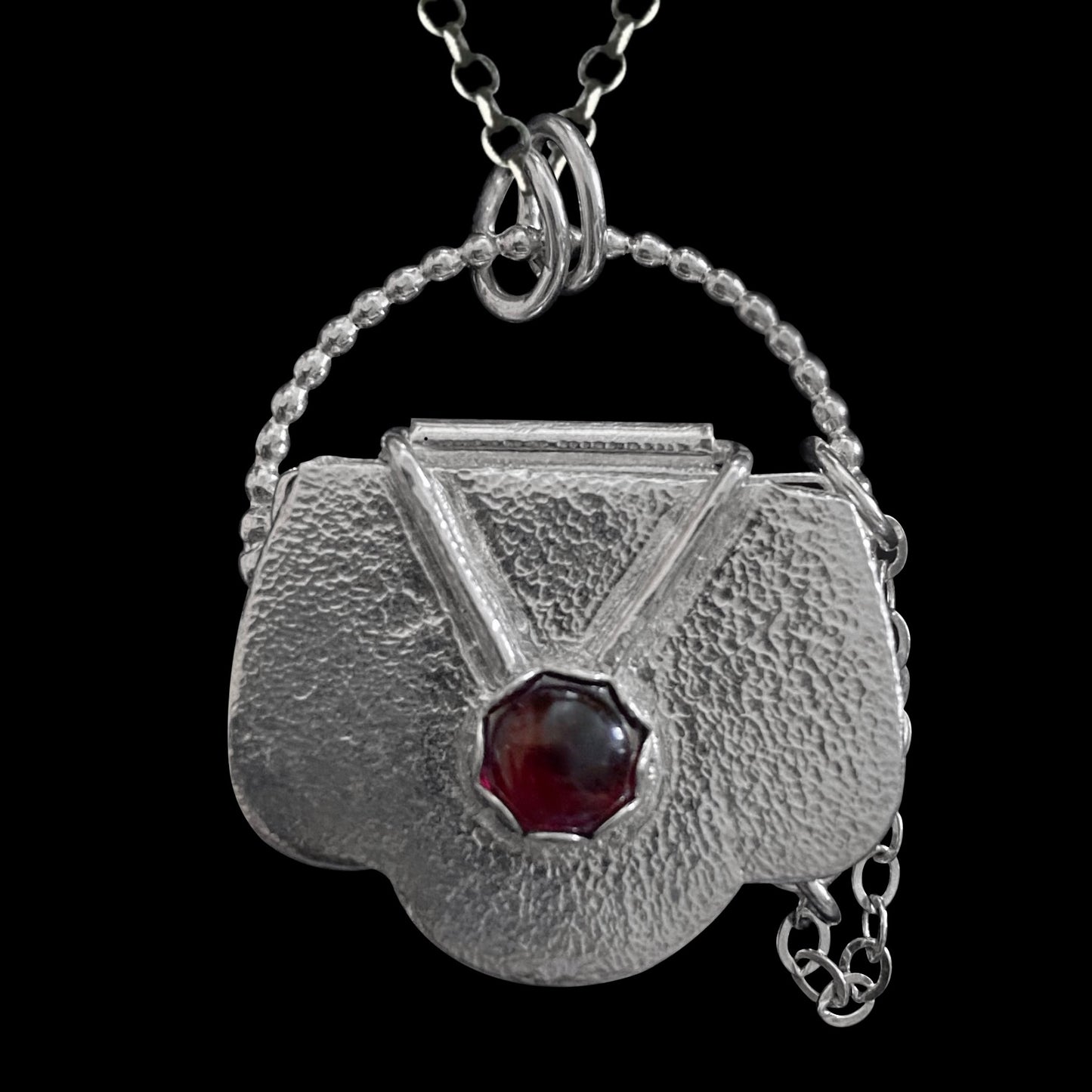 Hestia - Garnet & Sterling Silver Locket Necklace