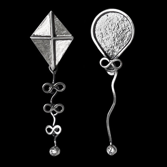 Sterling Silver Kite and Balloon Earrings