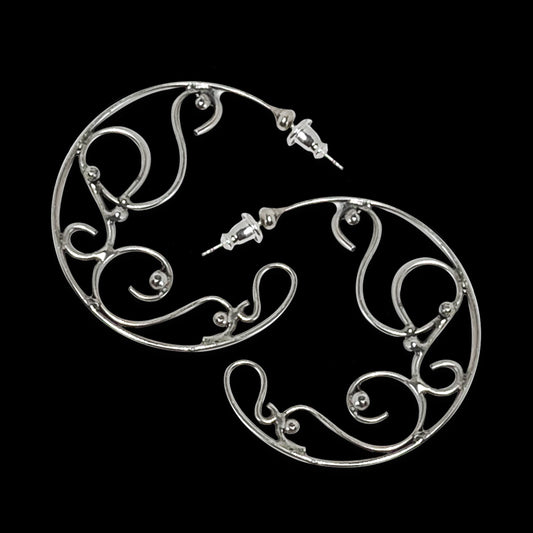 Scroll Swirl Hoop Earrings