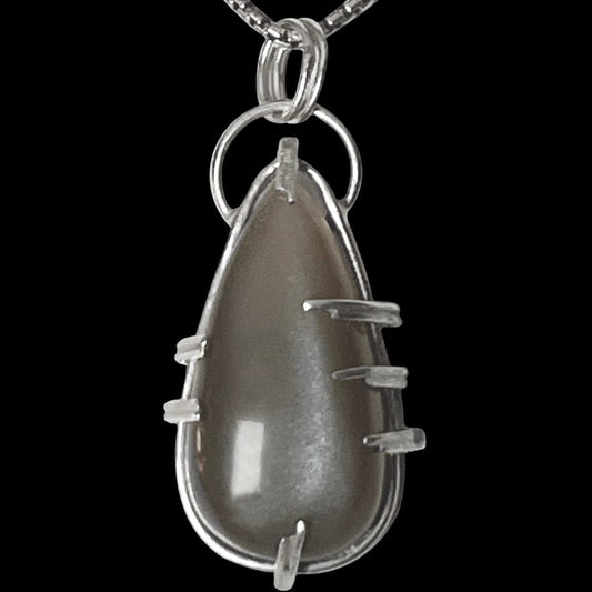 Grey Moonstone Sterling Silver Necklace