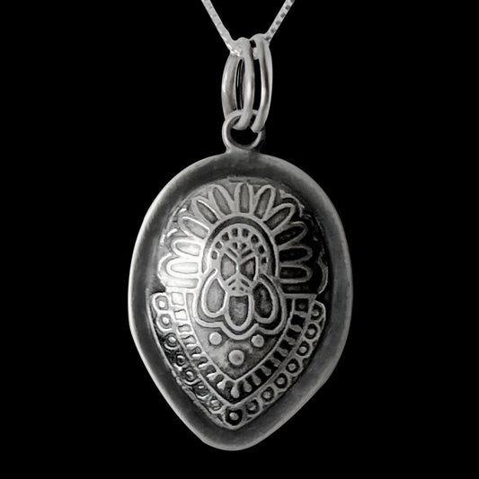 Embossed Hollow Sterling Silver Necklace