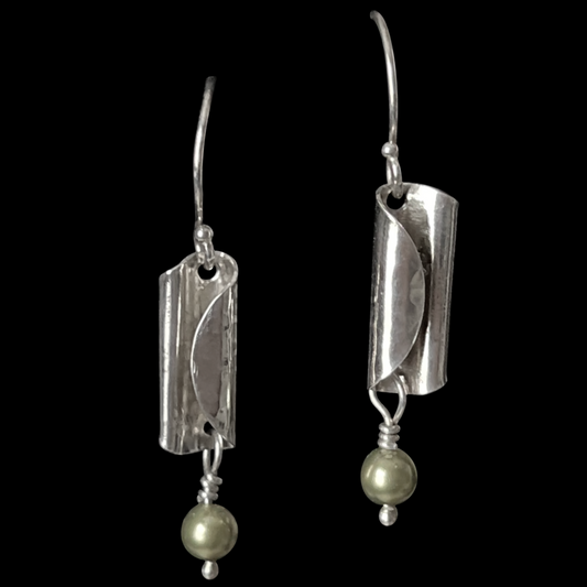 Handmade Swarovski Pearl & Reclaimed Sterling Silver Earrings