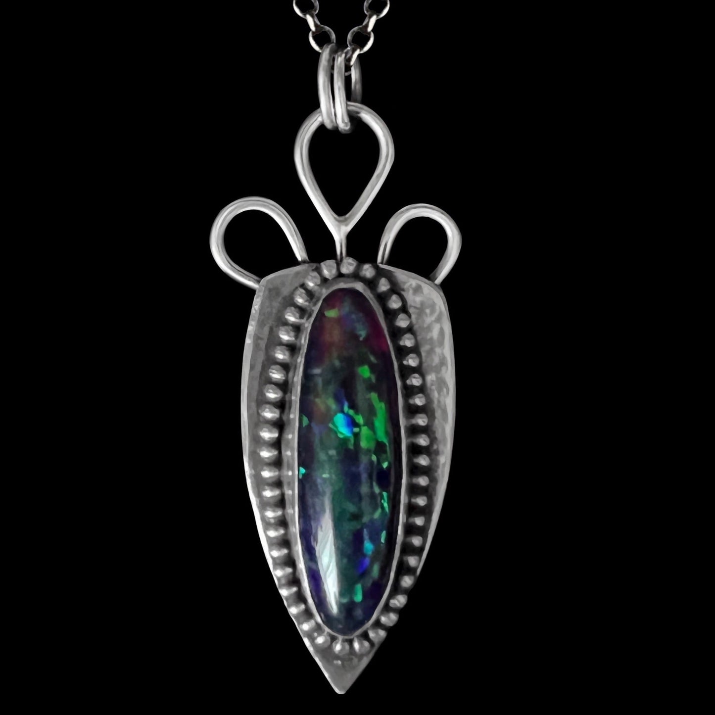 Wildfire - Synthetic Opal and Sterling Silver Necklace